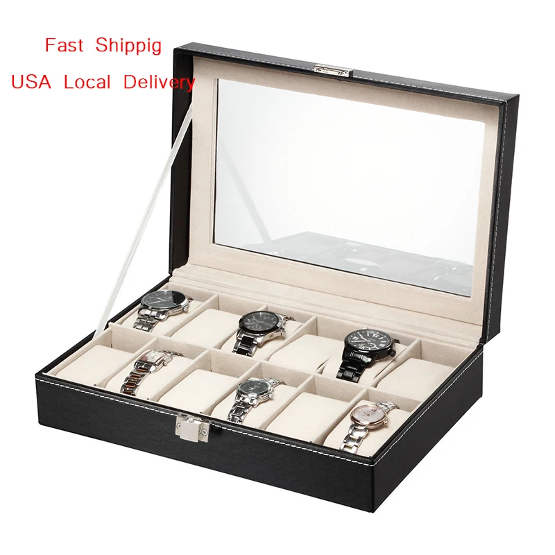 

Hoomall Watches Jewelry Storage Box Black Flock Multisize Rings Avalible Storage Large Capacity Jewelry Box Organizer Container