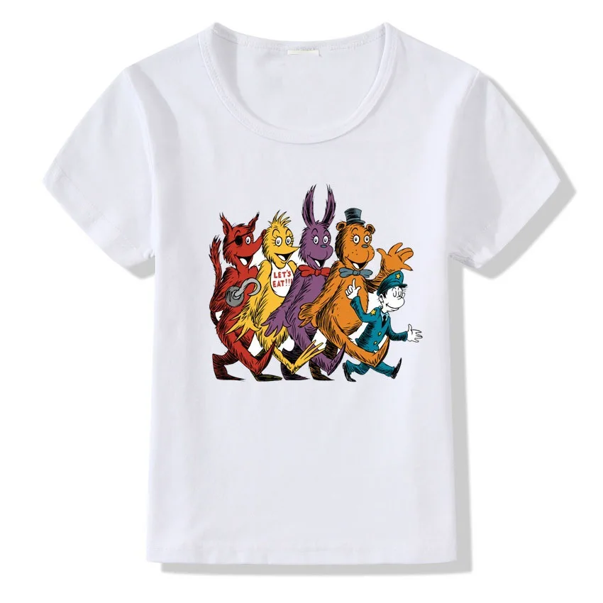 Коллекция года, летняя детская одежда топы, шаровары с изображением мишки из мультфильма «пять ночей», футболка с короткими рукавами для мальчиков и девочек белый топ, топы для девочек, унисекс