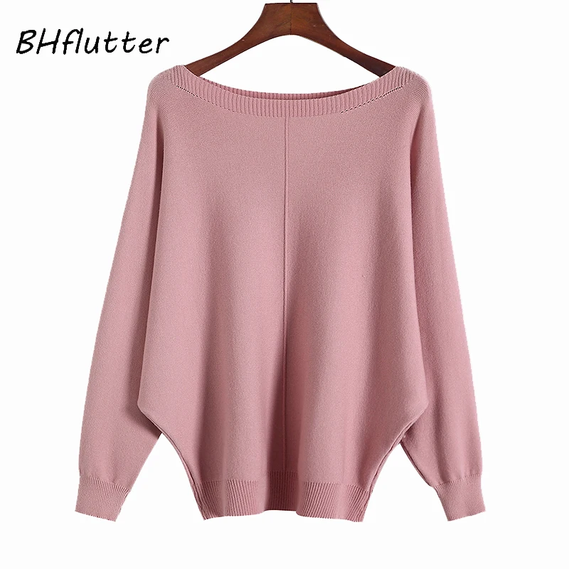 

BHflutter Sueter mujer invierno 2018 Winter Sweater Women New Batwing Casual Cashmere Sweaters Female Knitted Jumper Knitwear