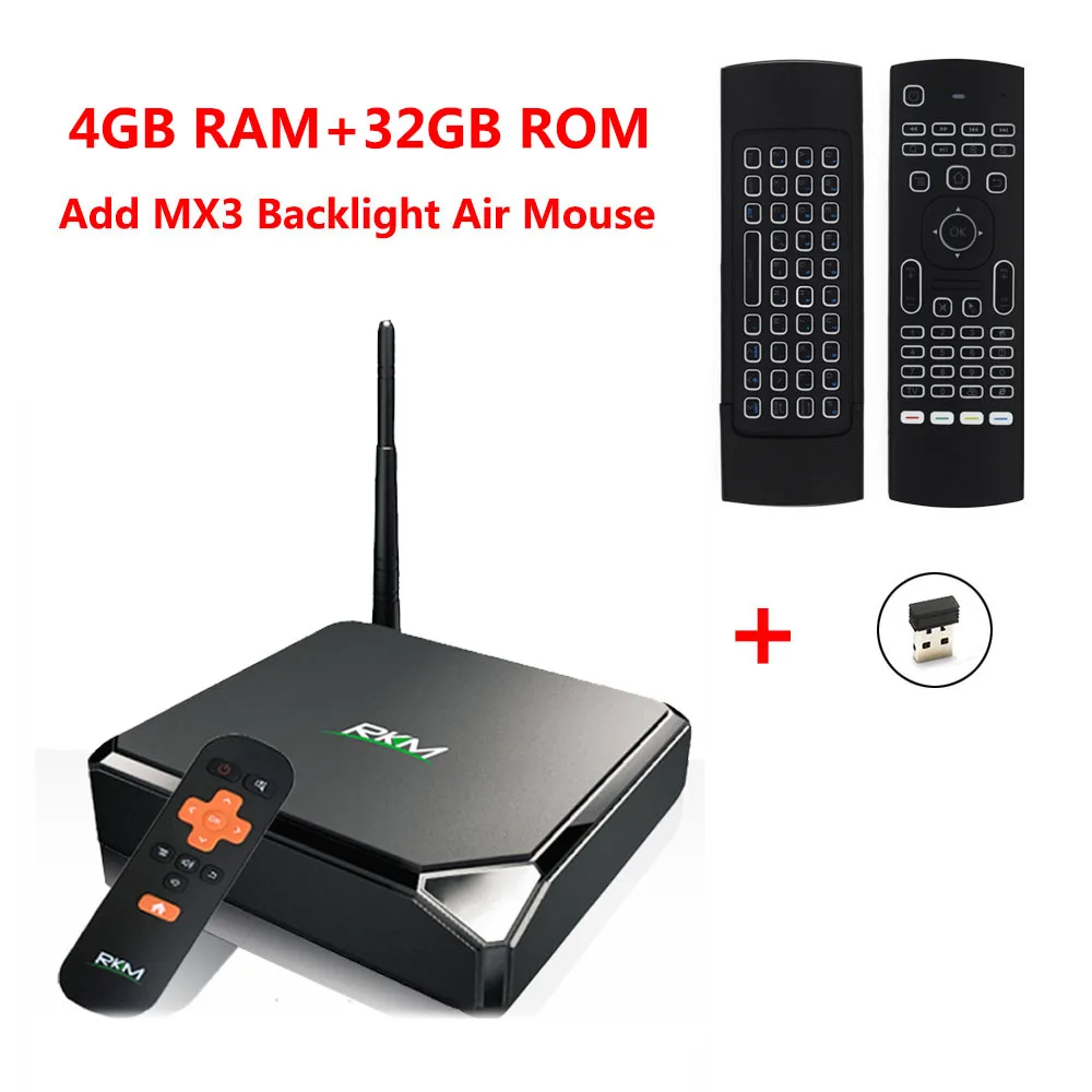RKM MK39 4 Гб 32 Гб Rockchip RK3399 Smart Android 7,1 tv BOX 2,4 г/5 ГГц двойной wifi Bluetooth 1000 м LAN USB 3,0 type-c медиаплеер - Цвет: MK39 add MX3-L