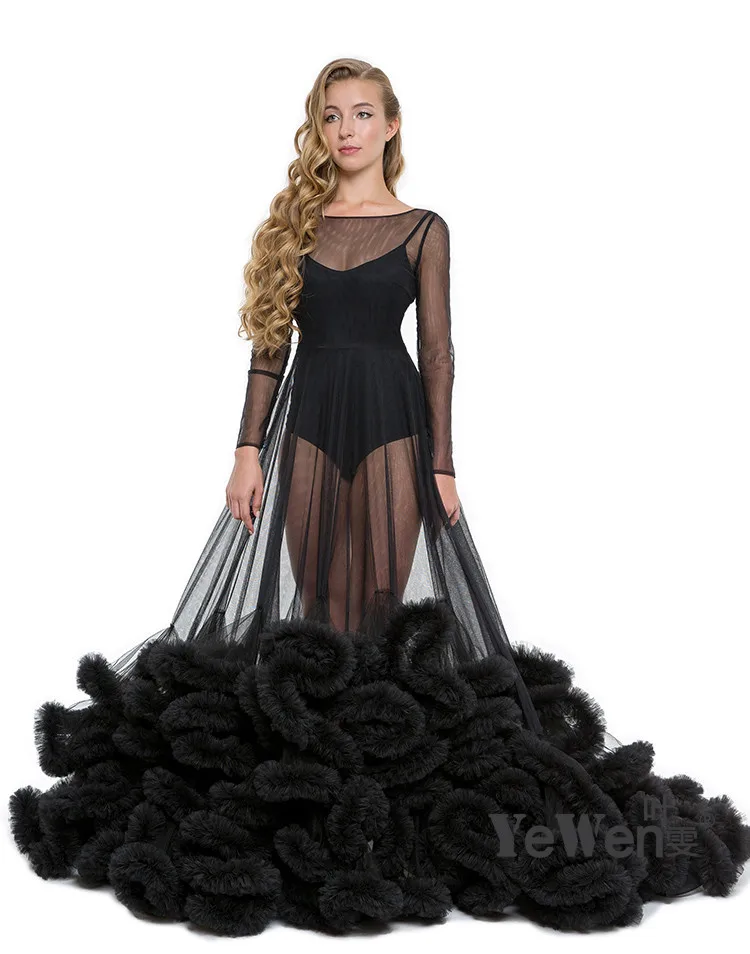 Сексуальное свадебное платье темно-розового и черного цвета с синим облаком и длинными рукавами, свадебные платья Vestidos De Noche 8005
