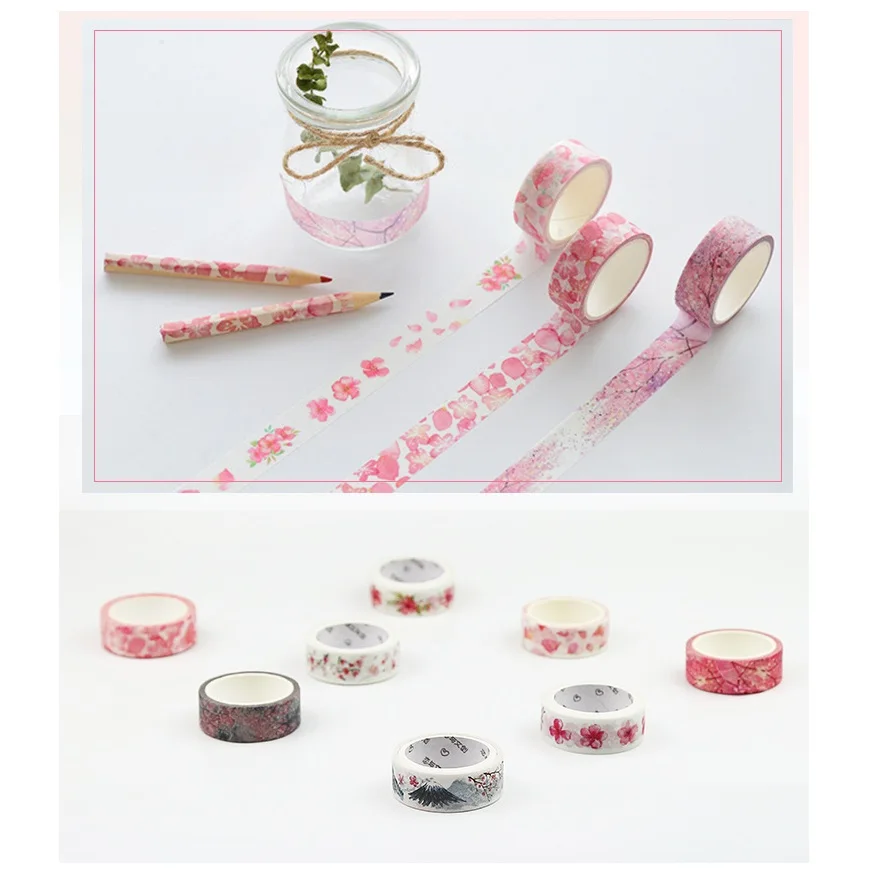 

8 pcs Pink Sakura decoration washi tape set Japanese flower masking tapes stickers scrapbooking ablum diary Stationery A6014
