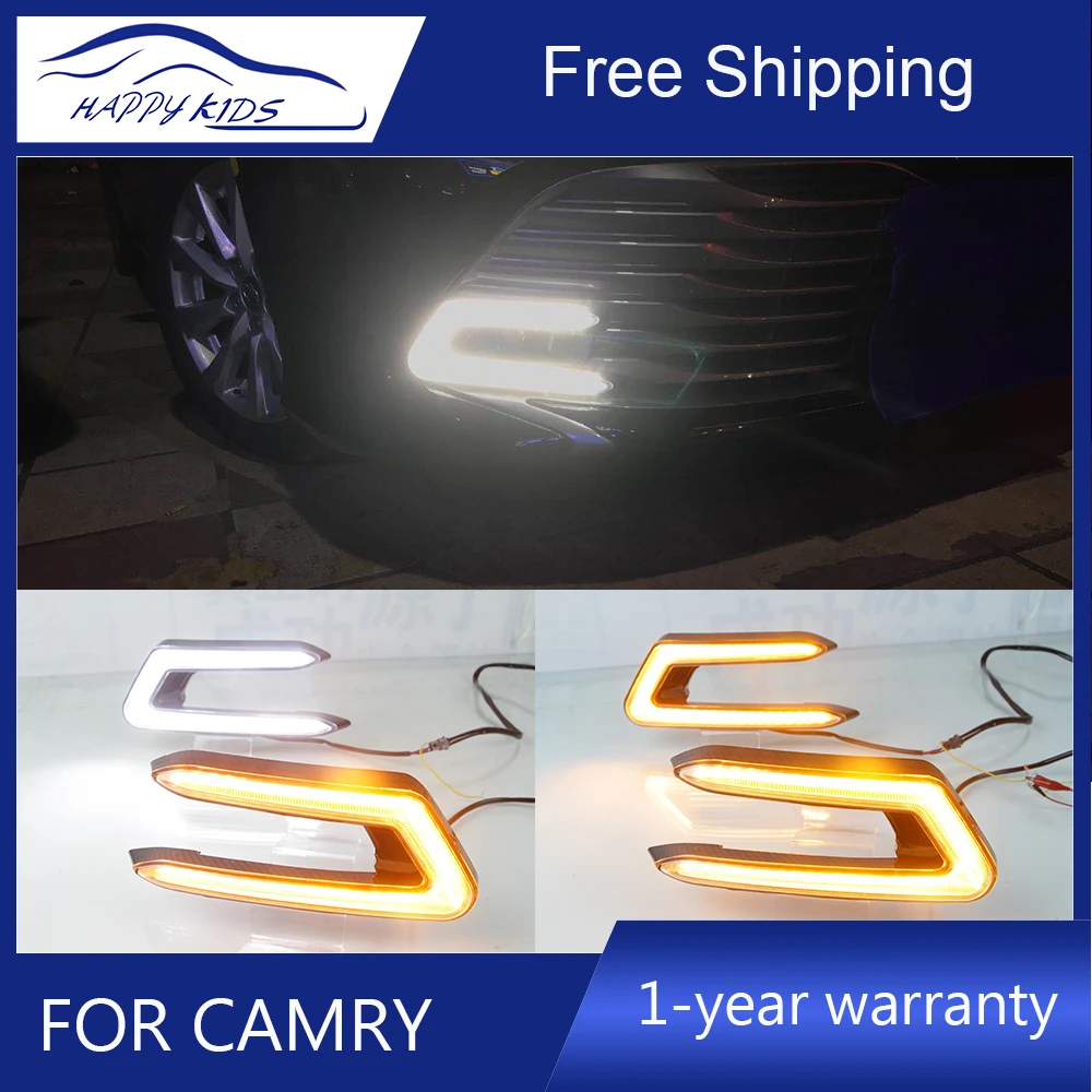 

Car Styling For Toyota Camry V70 2018 led drl 12v daytime running light for Camry led drl with signal fog lam Car Accessories