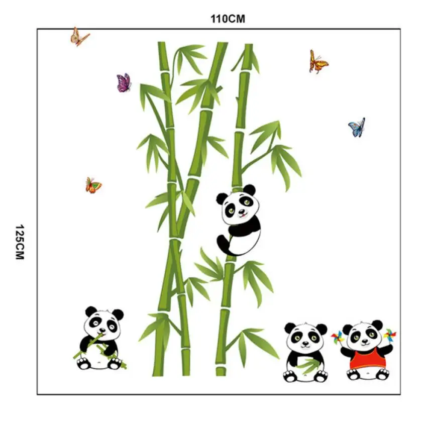 2pcs Cute Panda Eat Bamboo Car Window Truck Vinyl Decal Removable Wall Stickers