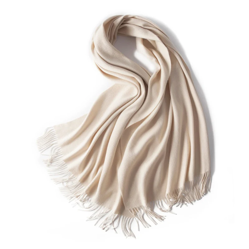 Кашемировый шарф для женщин длинный женский зимний теплый шарф чистый кашемировый шарф теплая накидка s шаль большой шарф - Цвет: Beige