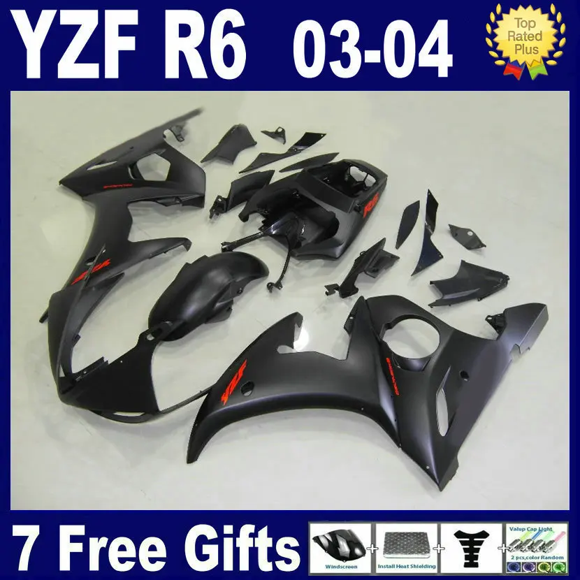 

Top quality fairing kits For Yamaha R6s 03 04 05 matt full black plastics 2003 2004 YZF R6 R bodywork aftermarket fairings kit