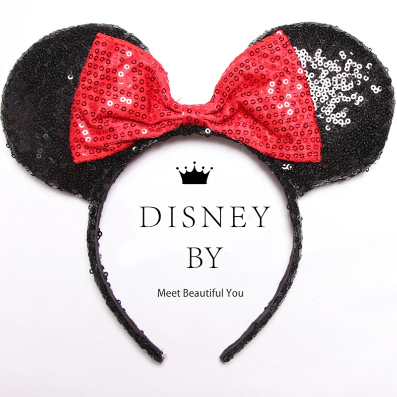 Женский головной убор с блестками Disney аксессуар для волос ушками и Минни Маус