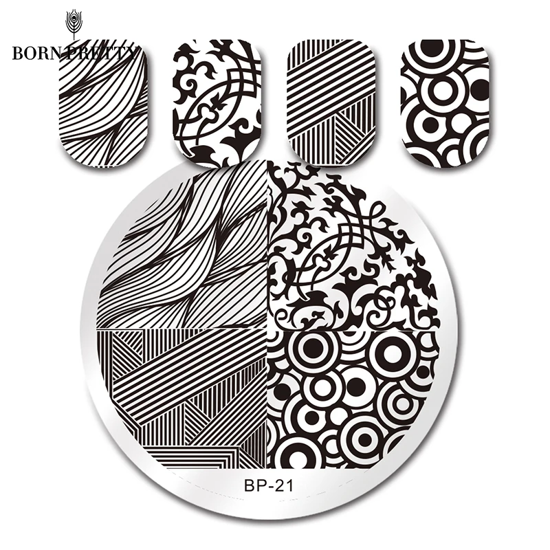 

BORN PRETTY 4 Mixed Patterns Nail Art Stamp Template Image Plate BP21