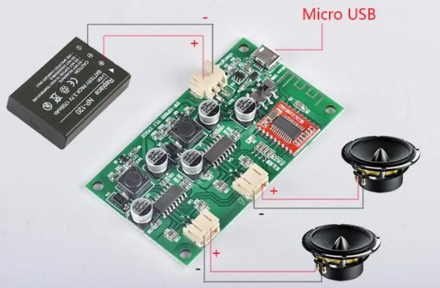 Мини стерео усилитель 6 Вт+ 6 Вт Bluetooth приемник DC 5 В 3,7 в литиевая батарея питания для динамиков DIY