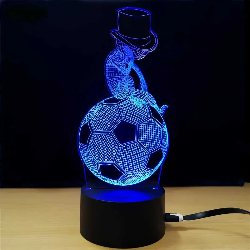 

Touch switch 3D Visual Lights LED Football light Cap Helmet 7 color changing USB table desk Lamp Illusion Lamp Night Light