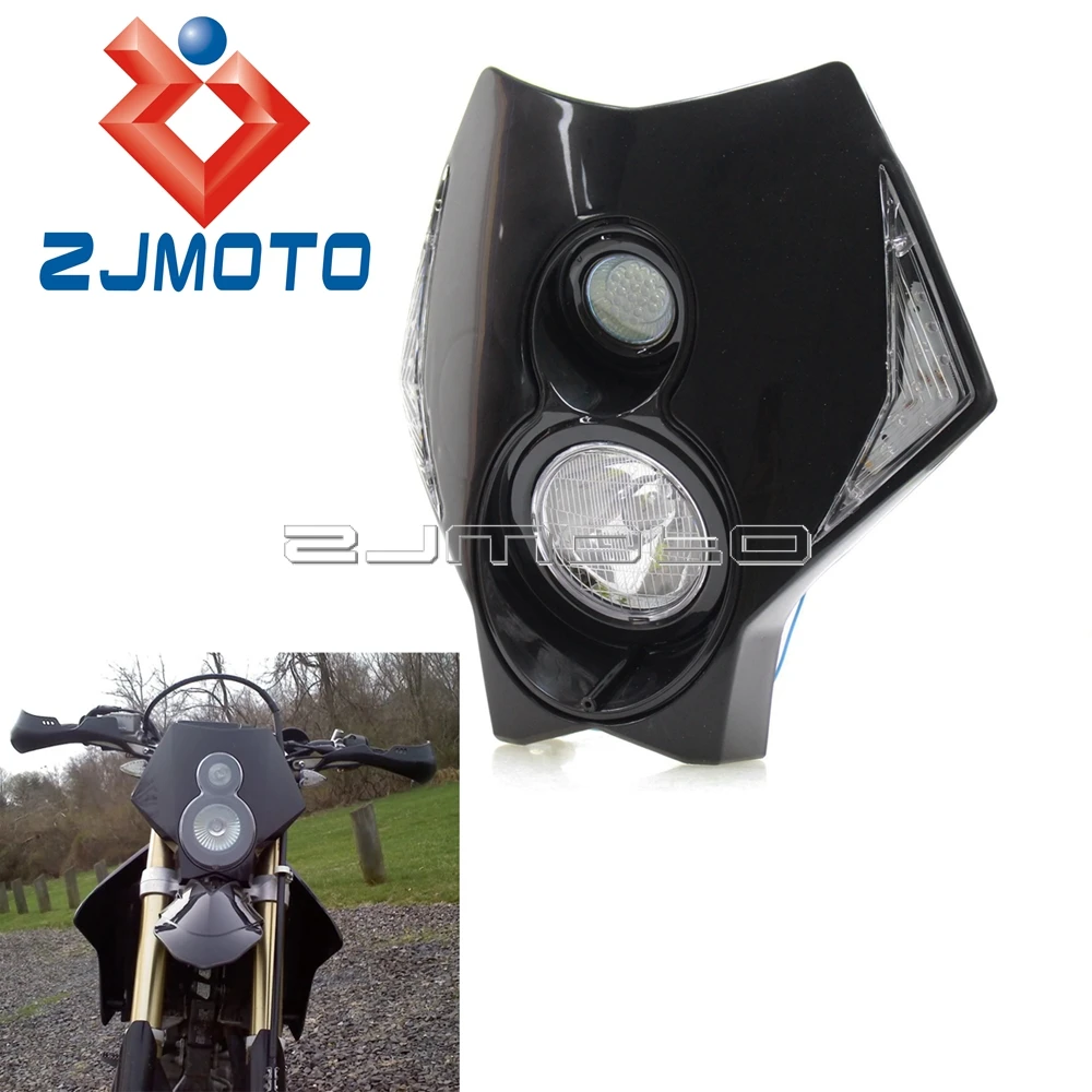 

Universal Front Supermoto Headlamp Drit Bike Headlight For KLX KDX YZF FOR KTM RMZ DR XR CRF Black Headlight Fairing