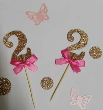 

Personalized Glitter Number color children birthday cupcake toppers Food Picks Wedding baby shower kidsParty cake decorations