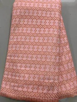 

(5yards/pc) High quality plain color African polish cotton lace fabric men fabric PEACH Swiss voile lace for dress FLL3850