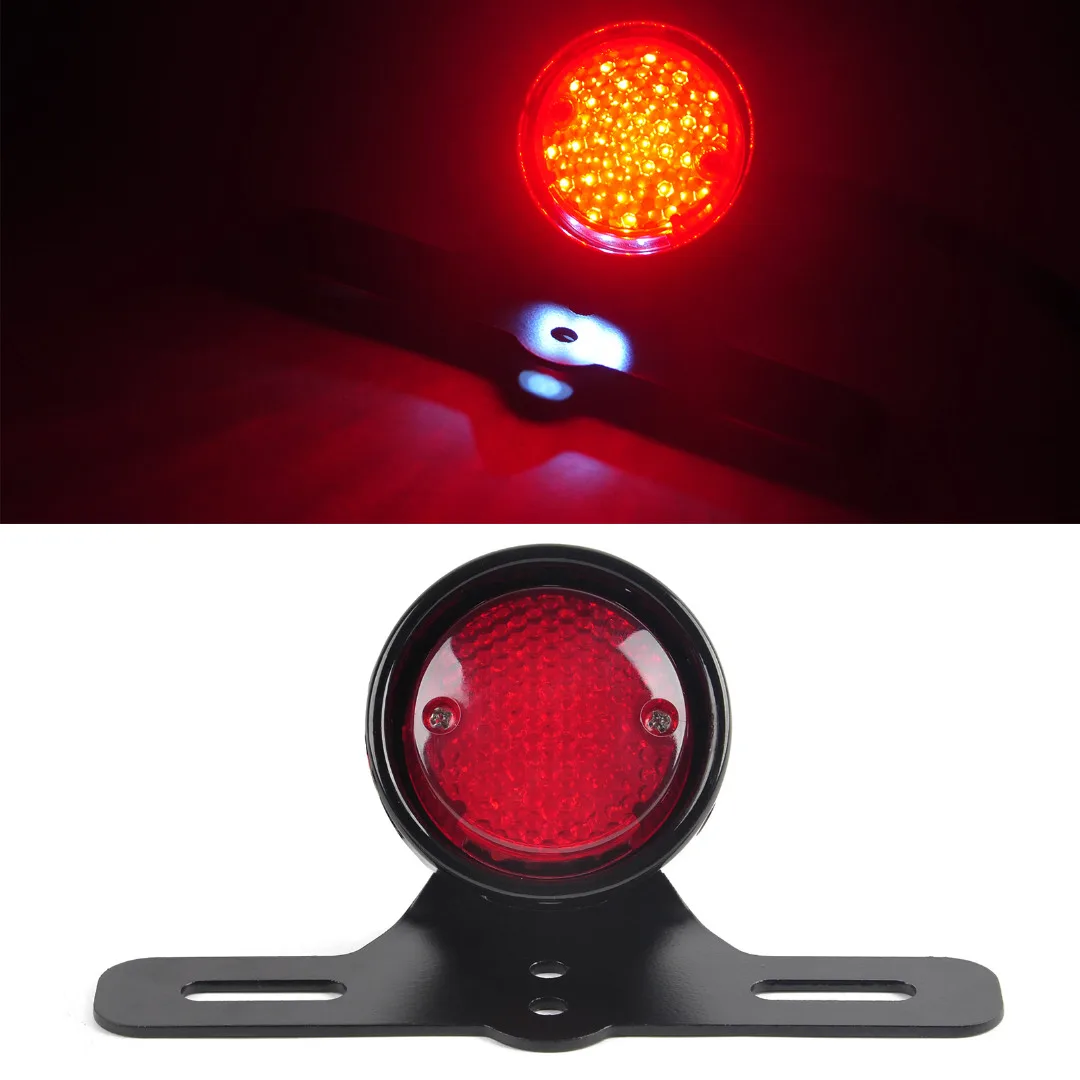 

New Arrival 1pc 12V Universal Motorcycle License Plate Mount Bracket Support Super Bright Red Lens Tail Brake Light Mayitr