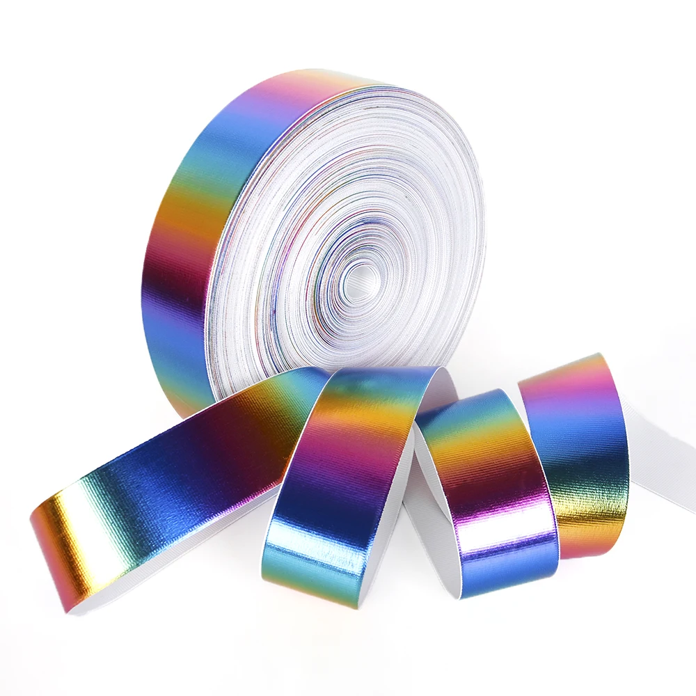 

david angie 38mm grosgrain ribbon 5yards,Hologram holographic silver gold laser for packing and bow Garment Accessories,5Yc2240