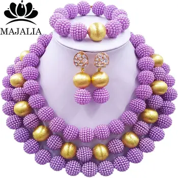 

Majalia Trendy African Beads Jewelry Set Purple Crystal Beads Bride Jewelry Nigerian Wedding African Beads Jewelry Sets 3CA0014