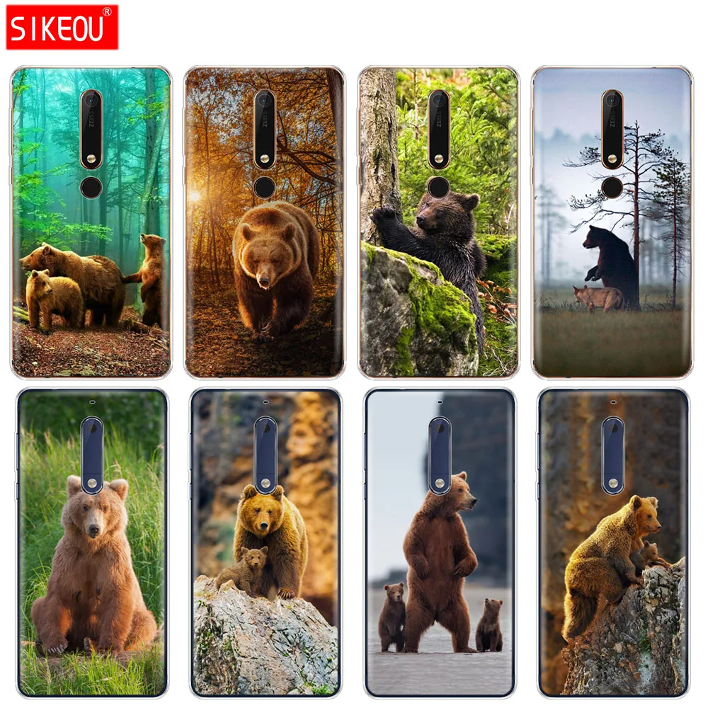 Силиконовый чехол для телефона Nokia 5 3 6 7 PLUS 8 9 /Nokia 1 2 2018 Lonely Alaska Brown Bear | Мобильные