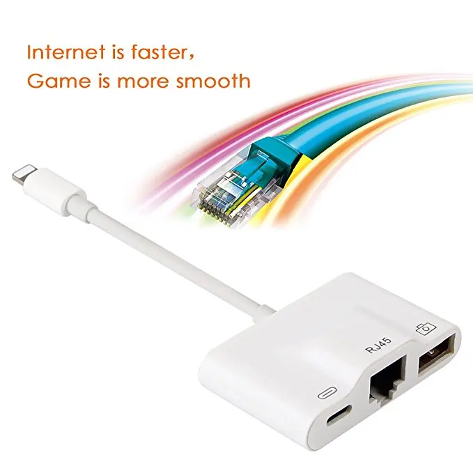 For Lightning to Premium Adapter RJ45 LAN Wired Network Cable