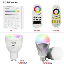 MiLight 5 Вт GU10 9 W E27 Smart FUT018/FUT016 RGBW RGBCW RGBWW светодиодный свет лампы AC100 ~ 240 V 2,4G гамма дистанционного FUT096/FUT095/T3