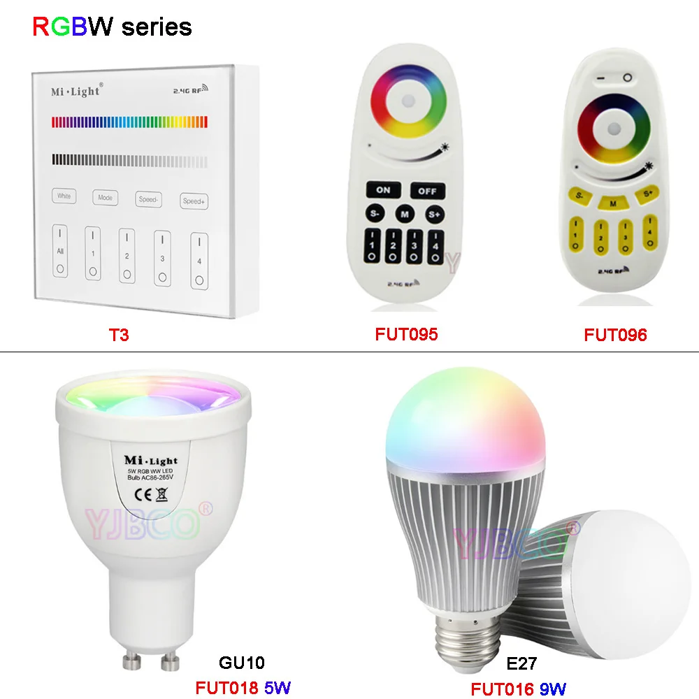 

Miboxer 5W GU10 9W E27 Smart FUT018/FUT016 RGBW RGBCW RGBWW LED Bulb Lamp Light AC100~240V 2.4G RGB Remote FUT096/FUT095/T3