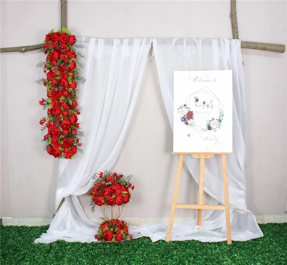 custom made Artificial rose flower row Wedding background wall arch Welcome desk decorative fake flower Home holiday decoration