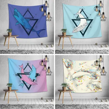 

Cartoon Cute Shark whale tarpaulin tapestry hanging Printed Home Decor Yoga Beach Mat tapestry wall hanging