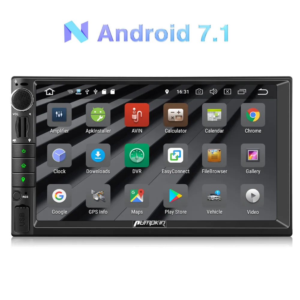 

Pumpkin 2 Din 7'' Android 7.1 Universal Car Radio No DVD Player GPS Navigation Car Stereo Quad-Core Bluetooth DAB+ Wifi Headunit