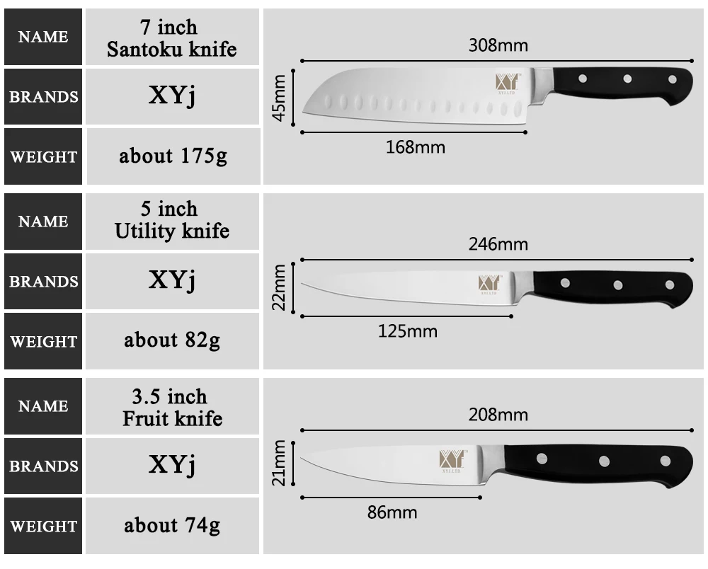 XYj нож из нержавеющей стали, кухонные ножи, инструменты " 5" " 3,5", нож для очистки овощей Santoku, нож для нарезки хлеба, новое поступление
