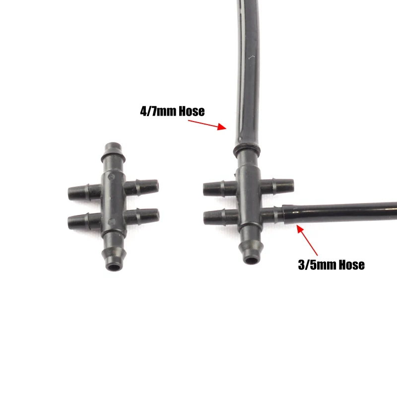 

15pcs 4/7mm To 3/5mm Garden Hose 6-Ways Barbed Connectors Horticulture Watering System Pipe Splitters Irrigation Tube Joints