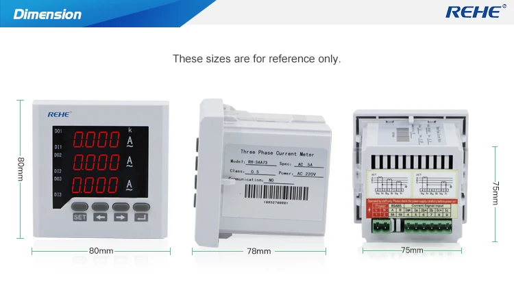 REHE RH-3AA73 80*80 мм цифровой Интеллектуальный Трехфазный переменный ток светодиодный измеритель