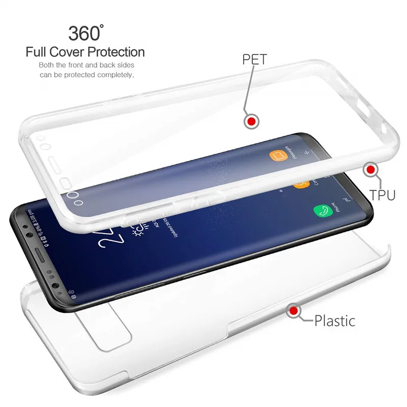 Чехол на весь корпус для Samsung Galaxy A5 2017 J3 J5 J7 A8 A6 Plus 2018 A9 S6 S7 Edge S8 S9 Note 8 9 прозрачный