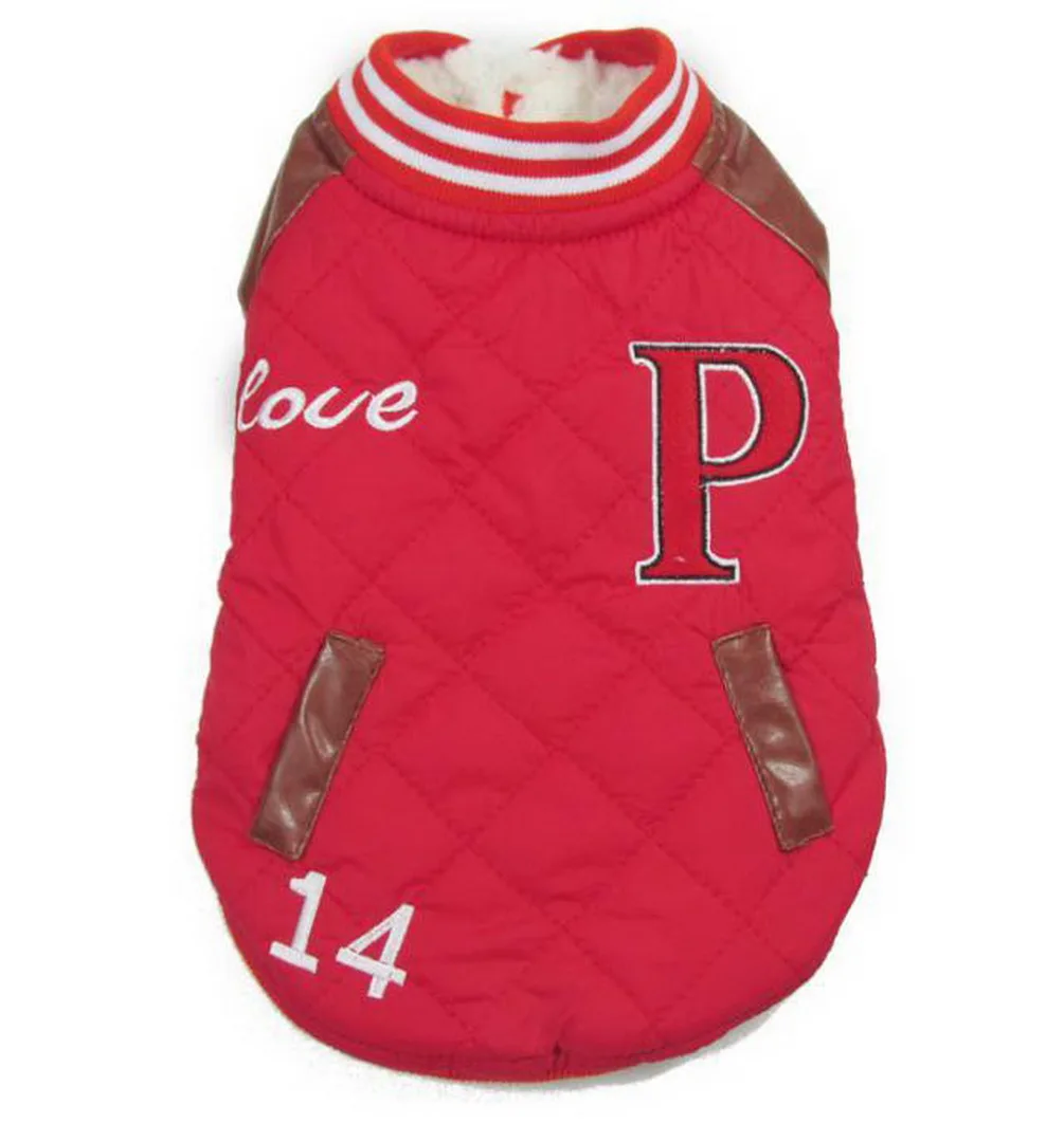 Dog Jacket Winter Casual Style Patch Sport Jacket Fleece Lined Love