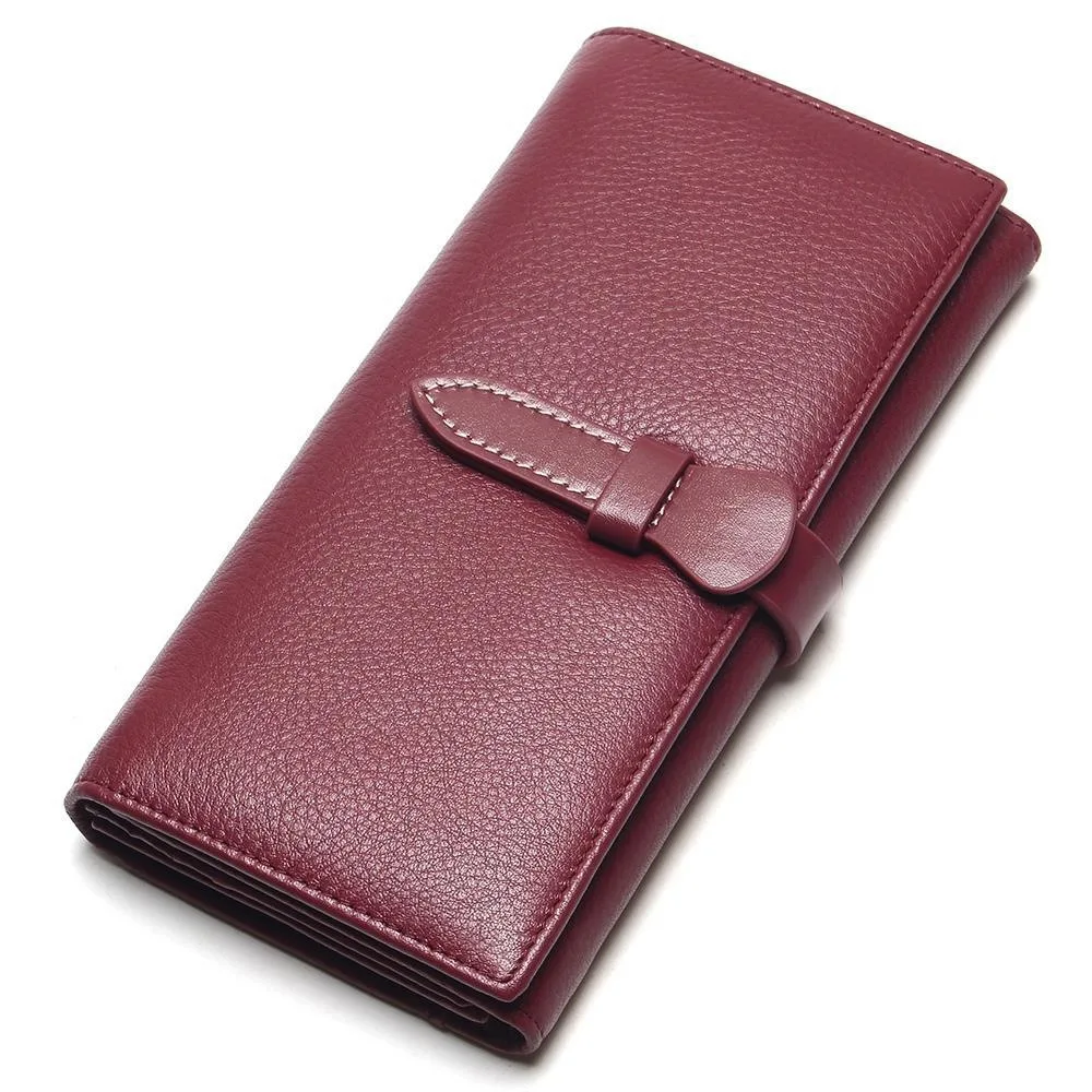 

2019 Vintage Purses Tri-fold Women Long Wallets 100% Real Leather Brand Retro Ladies Long Zipper Woman Wallet Card Clutch