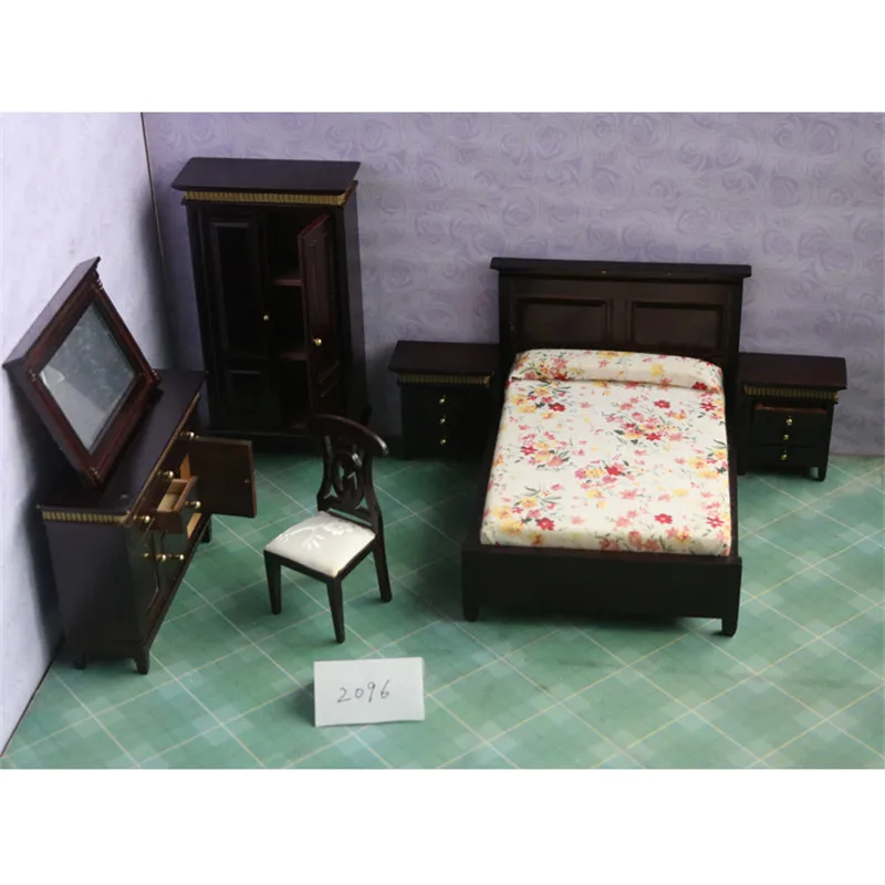 دوب k 1:12 دمية مصغرة أثاث لعبة الدمى kawaii خشبي الجمال نوم السرير كرسي مجموعة نتظاهر اللعب لعب للأطفال