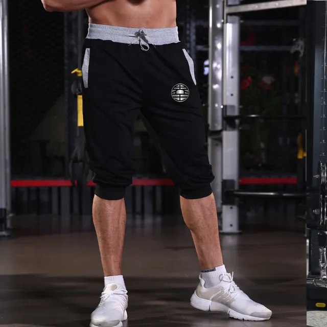 Summer men Leisure Knee Length Shorts Color Patchwork Joggers Short