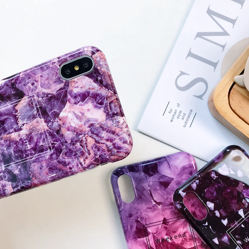 Case For iPhone X Xr Xs Max Cover Chic Shiny Marble Skin Petal Soft TPU Girly  (10)