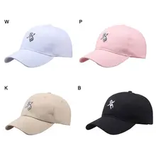 Сплошной цвет хлопок вышивка Беговая шапка пара мультфильм Регулируемый головной убор Спортивная шляпа уличная спортивная одежда