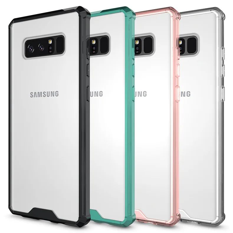 Дизайн Note8 прозрачный кейс на заднюю панель с красочными ТПУ сильная чехол-бампер рамка для samsung Galaxy Note8 самую лучшую защиту