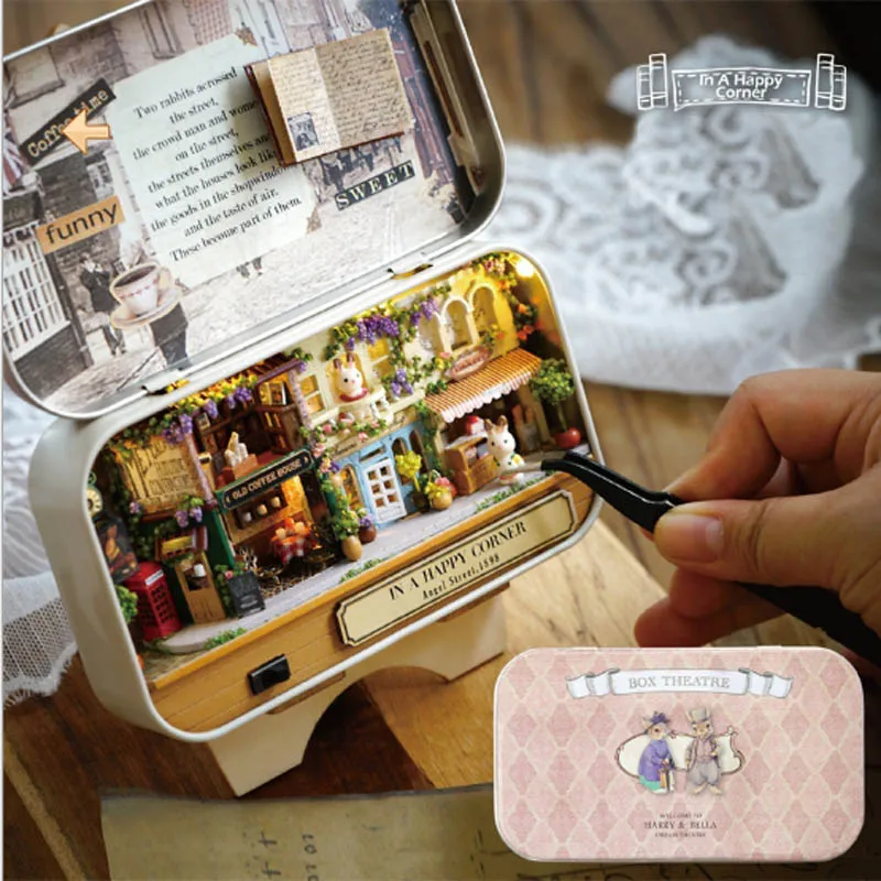 

3D DIY Handmade Box Theatre Dollhouse Home Decoration Crafts Miniature Boxes Assemble Gift For Kids Friend In A Happy Corner