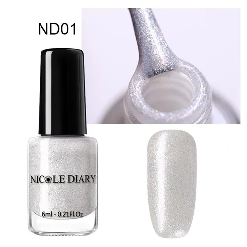 NICOLE DIARY 6ml Peel Off Thermal Nail Polish Glitter Chameleon Color Changing Water-based Manicure Nail Art Varnish - Цвет: S7-ND01