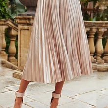 Однотонные женские плиссированные юбки с высокой талией Летние Осенние Юбки-миди с эластичной резинкой на талии Повседневная офисная длинная юбка Jupe Femme