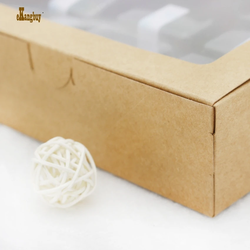 20 шт./лот 18X12X5cm крафт бумага 6 Лун торты в коробке с ПВХ окна Подарочная коробка