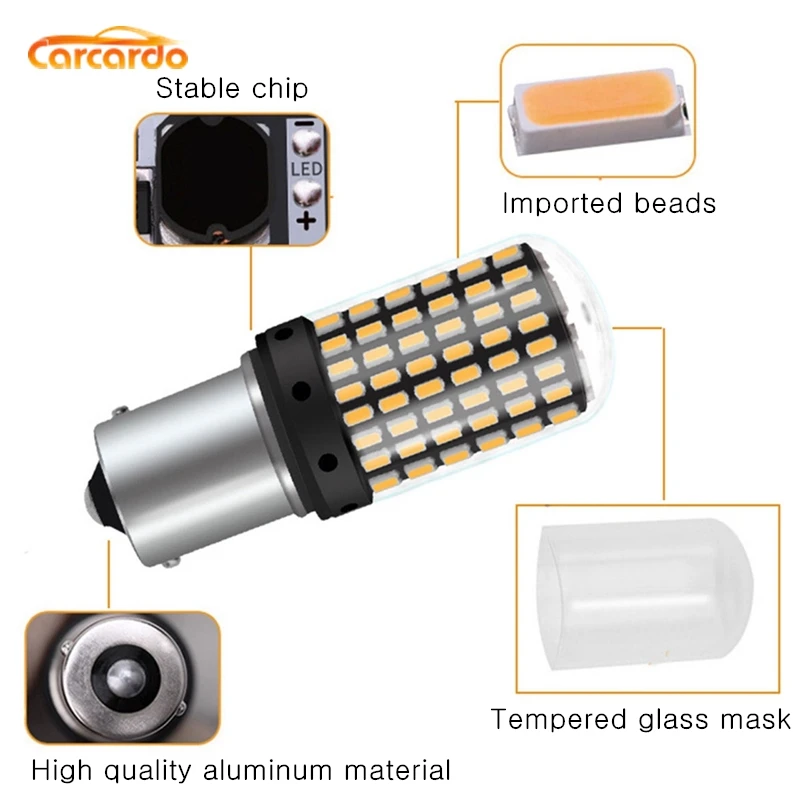 Carcardo 7440 7443 светодиодный Лампа фонарь стоп сигнала 1156 1157 144SMD CanBus без ошибок 20 Вт T20