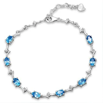 

Sale Qi Xuan_Free Mail Blue Stone Elegant Bracelets_S925 Solid Silver Fashion Blue Bracelets_Manufacturer Directly Sales