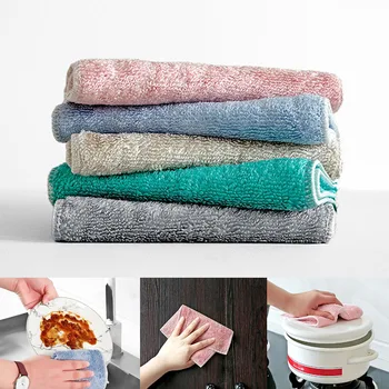

Not Contaminated Oil Dish Bowl Wash Cloth Multifunction Hanging Towels Quick Drying Super Absorbent 25*19cm 1Pcs Bamboo Fiber