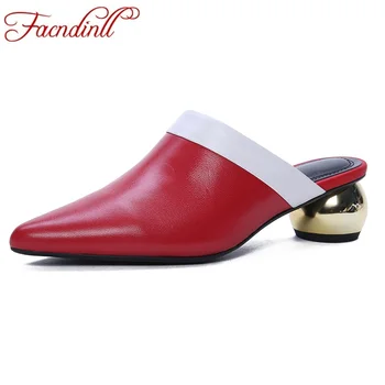 

FACNDINLL women slippers brand summer fashion genuine leather gladiator sandals high heel open toe shoes dress casual shoes