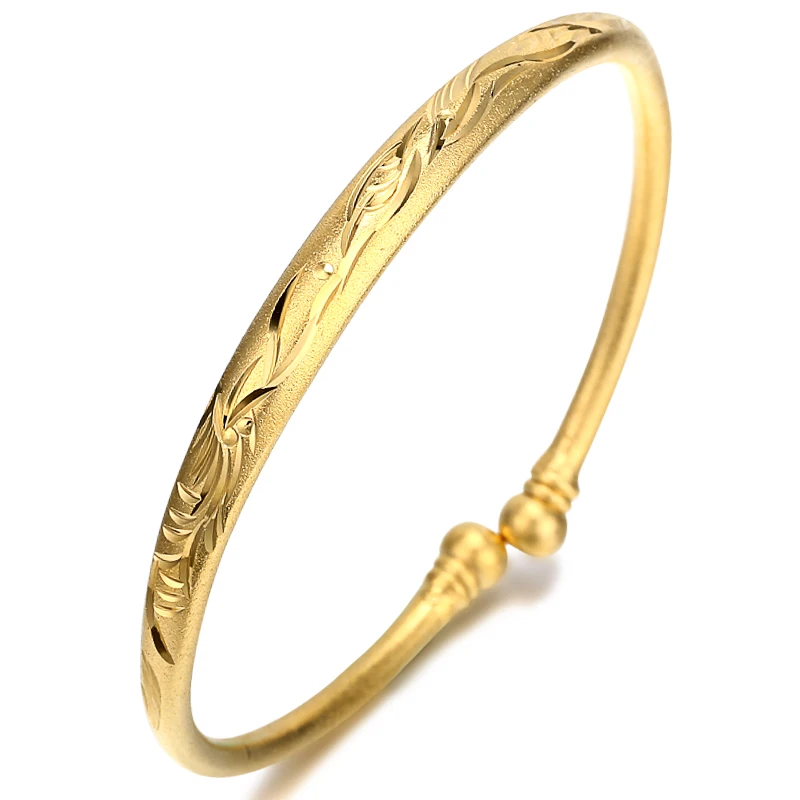

Lucky Bangles For Women Gold Color Wedding Jewelry Gift Wristband Bracelet Women
