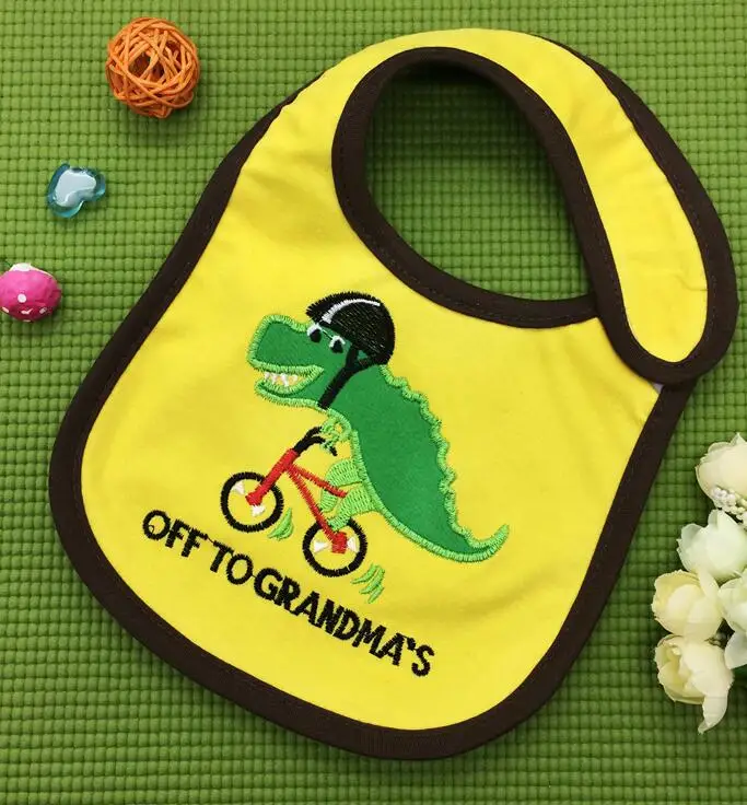 Bebe Bibs Baberos Babador Bavoir водонепроницаемый милый мультфильм вышивка печать дети мультфильм отрыжка ткань 6-24 месяцев DS19 - Цвет: E