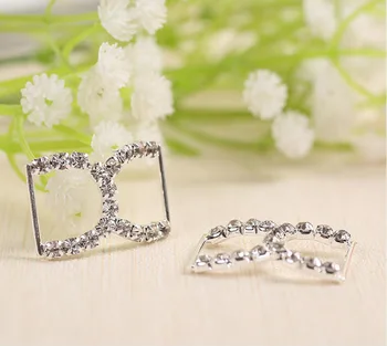 

100pcs X-shape Sparkle Crystal A Grade Rhinestone Ribbon Buckle Slider For Wedding Invitation Card Apperal Sewing