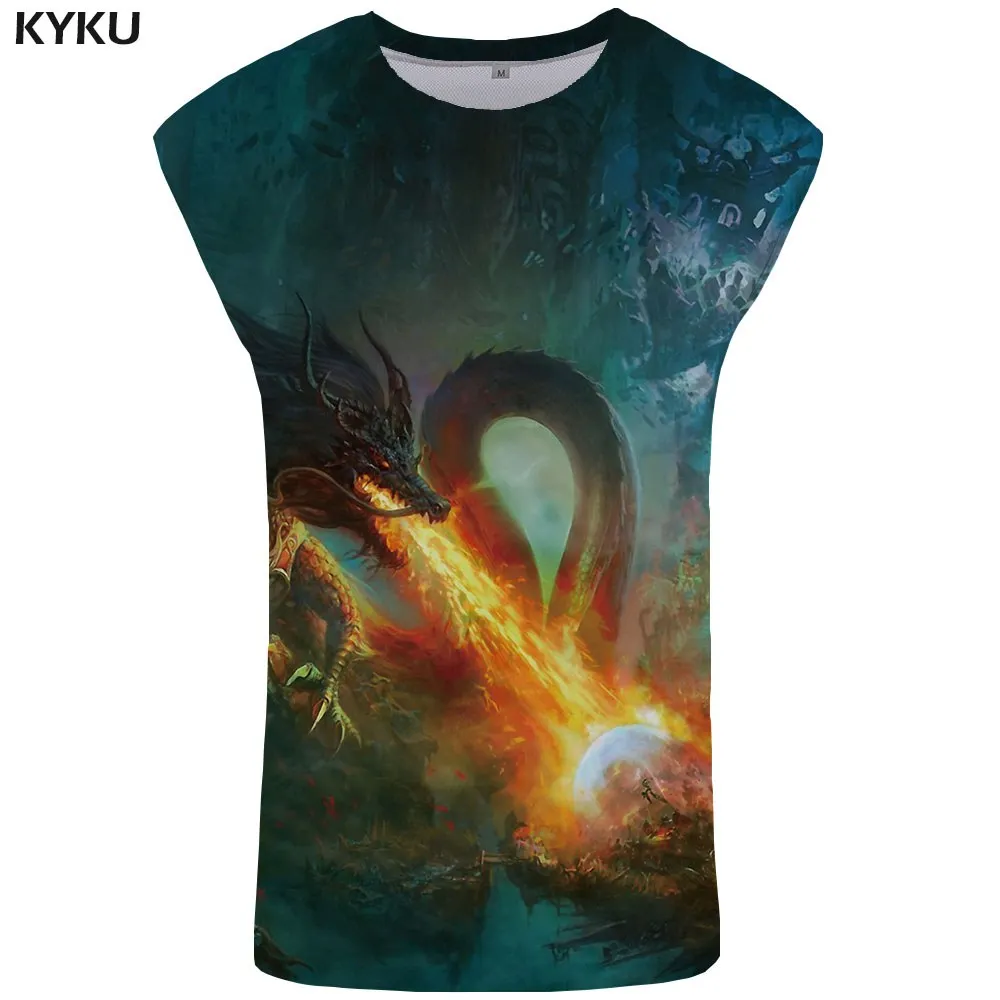 KYKU бренд Dragon Tank Топ для мужчин животное Singlet Dragon Ball Z жилет молния для мужчин s Бодибилдинг война Стрингер мужская майка - Цвет: Tank Top 09